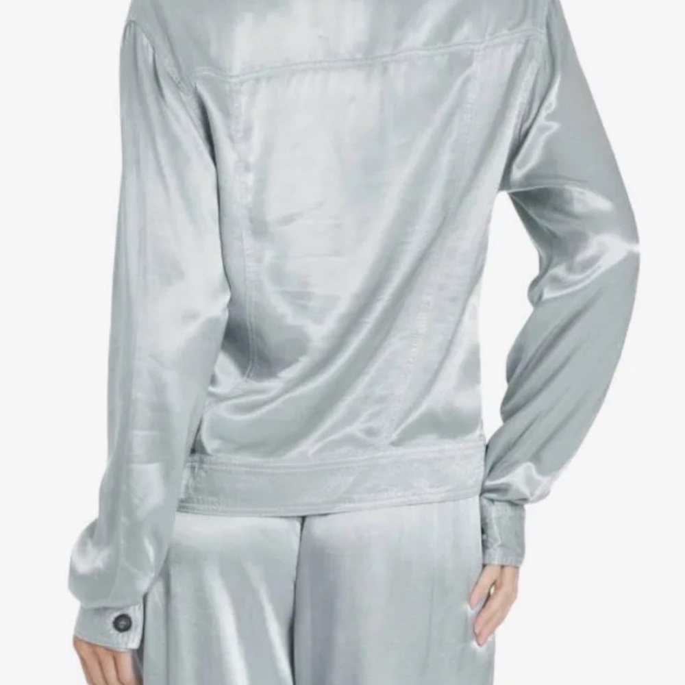 Hard Tail Forever Silver Satin Rayon Lightweight Jacket - Picture 5 of 9